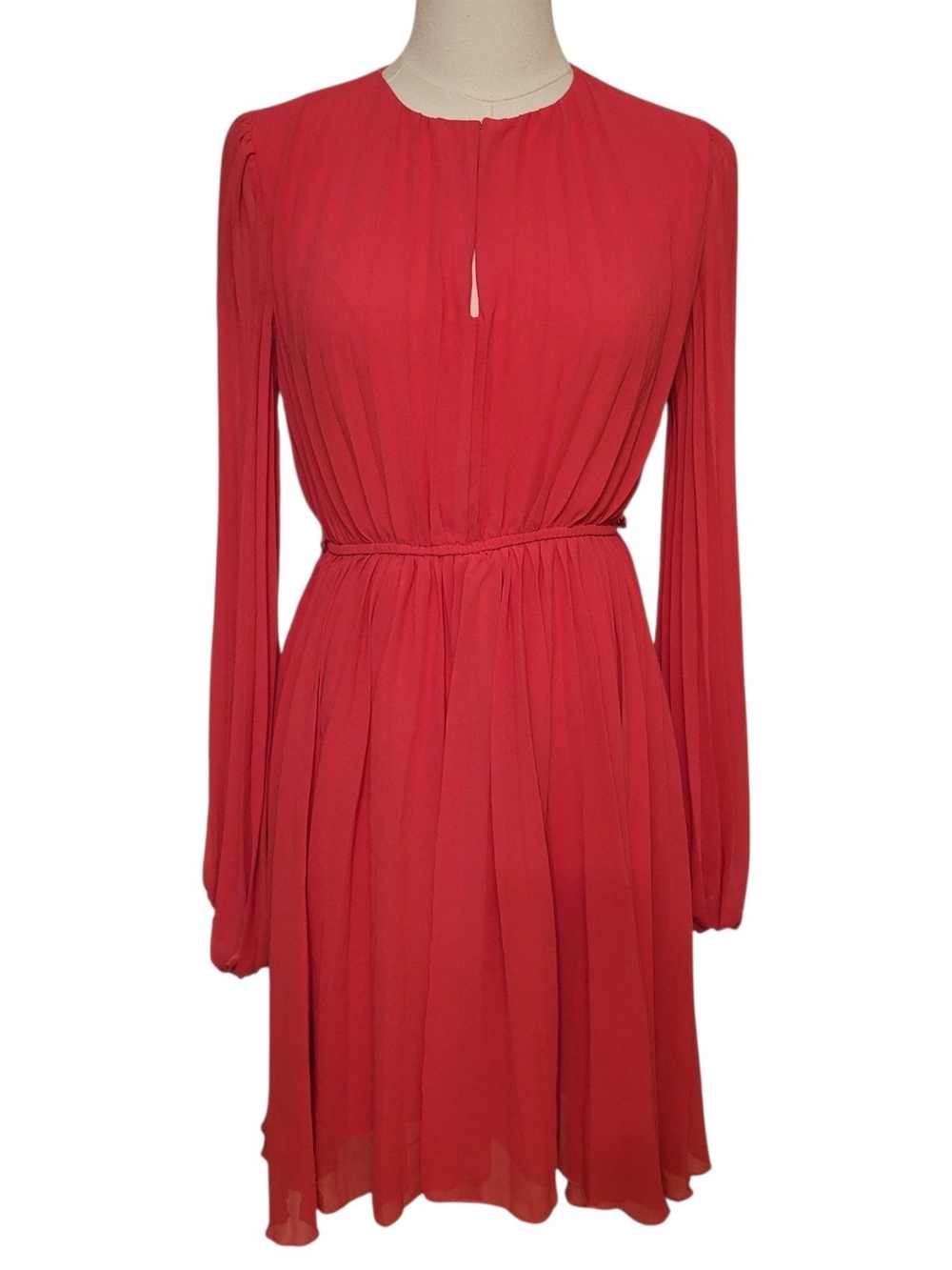 Sam Edelman Hot Pink Pleated Chiffon Fit & Flare Dress Size 0